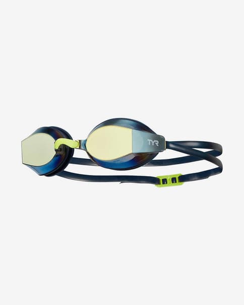 Gafas de natación TYR Blackops Racing negro con lentes espejadas amarillo
