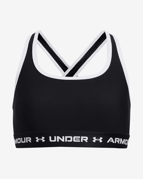 Under Armour Crossback Mid Solid Czarny biustonosz dziewczęcy