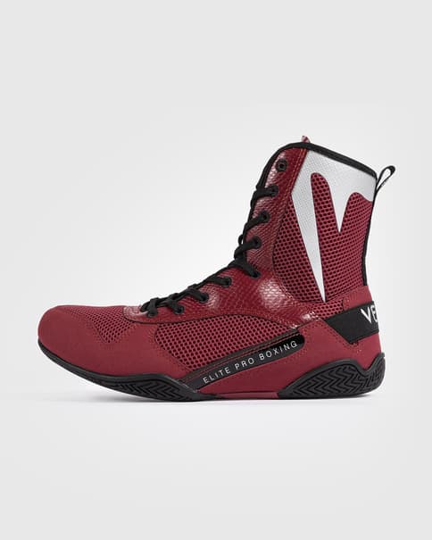 Botas boxeo Venum Elite Boxing rojo oscuro blanco negro