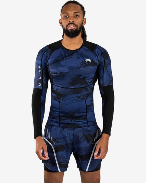 Camiseta Venum Electron 3.0 Rashguards manga larga azul marino negro