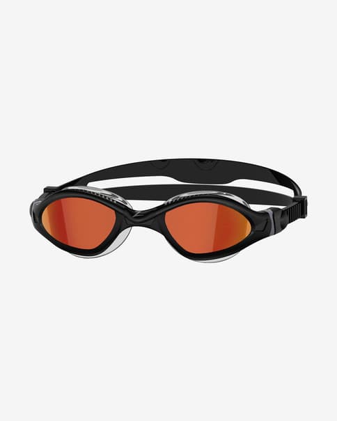Gafas de natación Zoggs Tiger LSR+ negro con lentes espejadas naranja