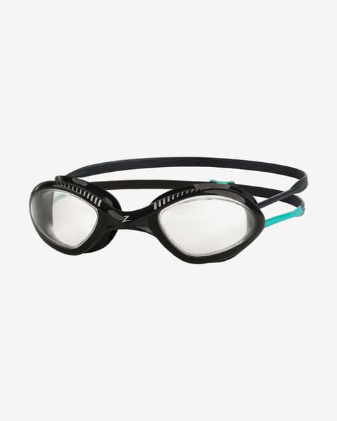 Gafas de natación Zoggs Tiger negro azul turquesa con lentes transparentes