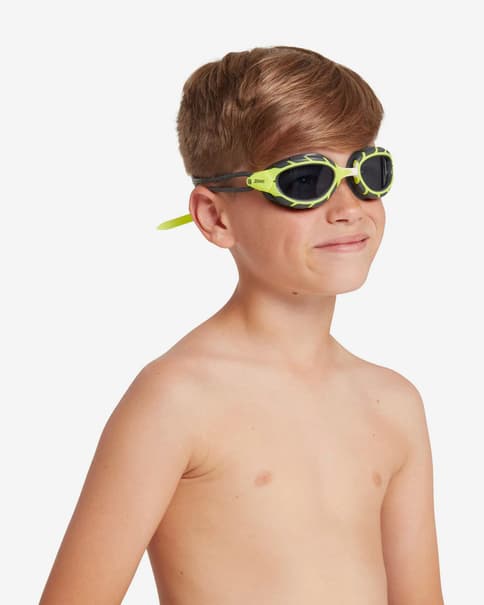 Gafas de natación Zoggs Predator negro amarillo con lentes transparentes gris junior