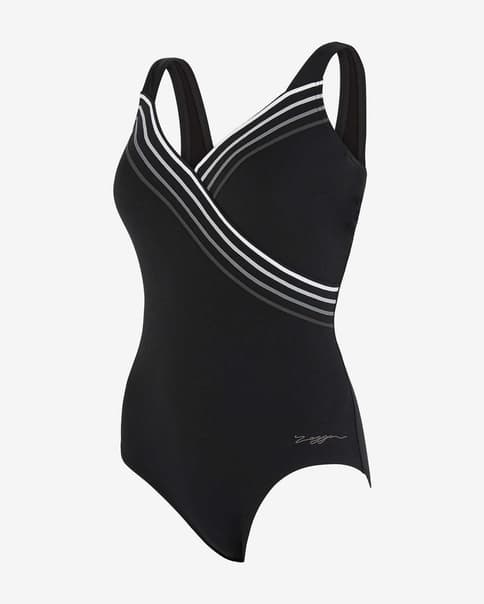 Bañador Zoggs Suffolk Concealed One Piece negro gris blanco mujer