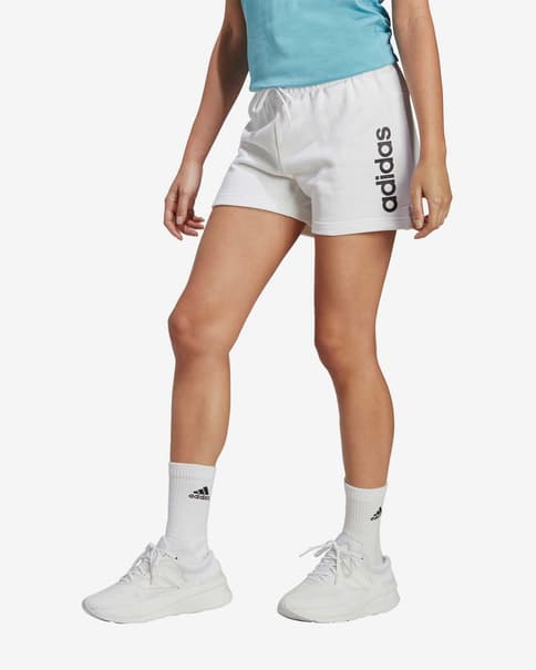 Pantalón corto adidas Essentials Linear French Terry blanco negro mujer