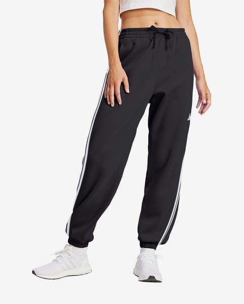 Pantalón largo adidas Essentials French Terry Cuffed 3 Stripes negro mujer