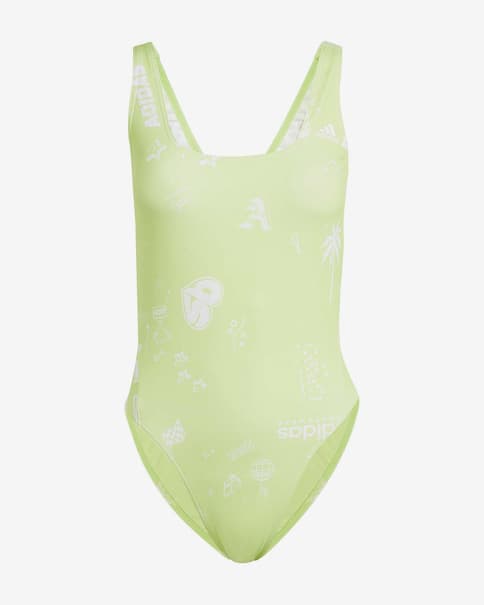 Bañador adidas Brand Love Franchise verde blanco mujer