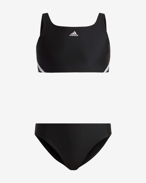 Bikini adidas 3S negro mate blanco infantil