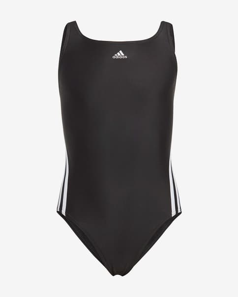 Bañador adidas 3S negro mate blanco niña