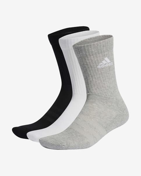 Calcetines adidas Cushioned Crew gris blanco negro (3 pares)