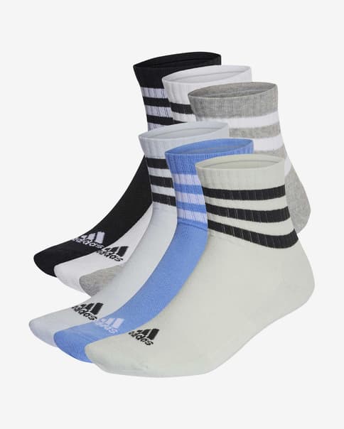 Calcetines adidas Cushioned Sportswear 3 Stripes negro blanco azul (3 pares)