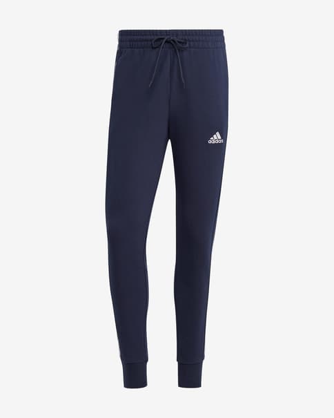 Pantalón largo adidas Essentials French Terry Tapered Cuff 3S azul marino blanco puro