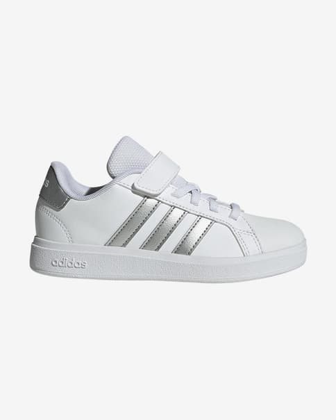 Zapatillas adidas Grand Court 2.0 con velcro blanco puro gris plata infantil
