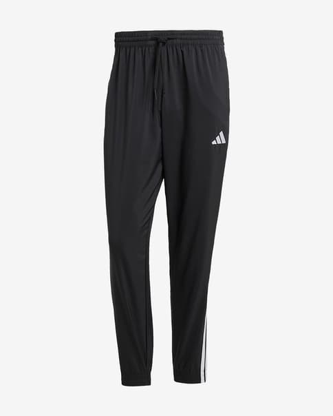 Pantalón largo adidas Essentials Woven 3 Stripe negro puro blanco