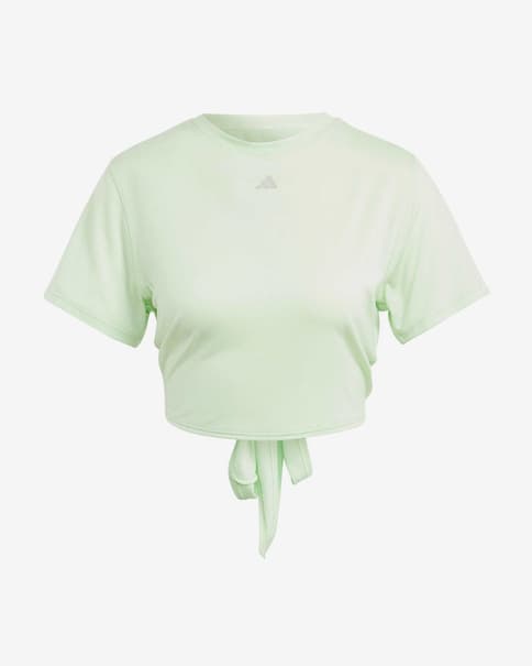 Camiseta adidas Yoga Studio Wrapped manga corta verde mujer