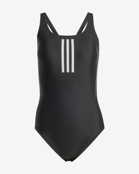 Bañador adidas Rubber Graphic 3 bandas negro puro blanco mujer