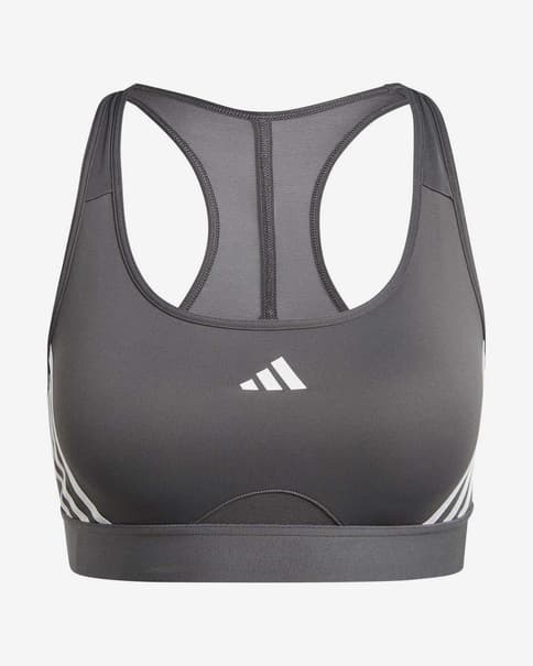 Sujetador adidas Powerimpact Train Medium-Support 3 bandas gris