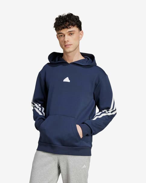 Sudadera con capucha adidas Future Icons 3 bandas azul marino blanco