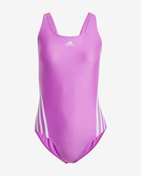 Bañador adidas 3-Stripes rosa chicle blanco mujer