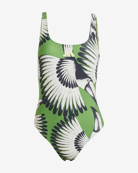 Bañador adidas x FARM 3 bandas verde blanco negro mujer