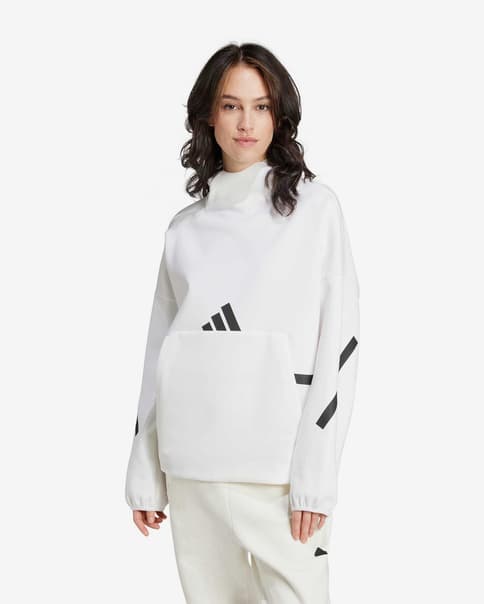 Sudadera con capucha adidas Z.N.E. Overhead blanco puro negro mujer