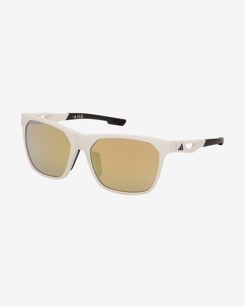 Óculos adidas Sport SP0091 branco mate preto lentes espelhadas castanho