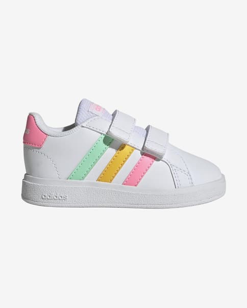 Zapatillas adidas Grand Court Hook and Loop blanco puro rosa naranja bebé