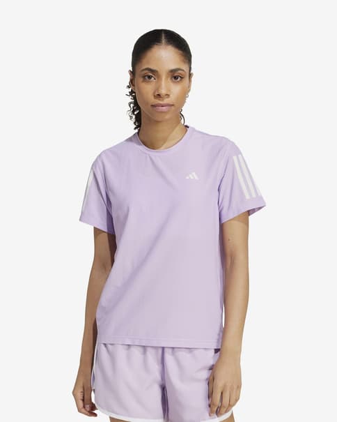 Camiseta adidas Own the Run Cooler manga corta lila claro mujer