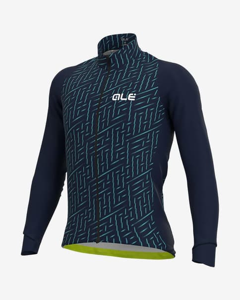 Maillot Alé PRR Green Bolt manga larga azul marino turquesa