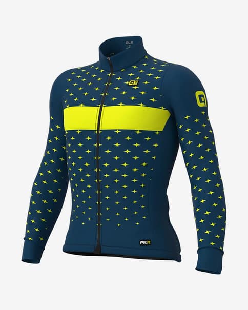 Maillot Alé PRR Stars manga larga azul amarillo fluor