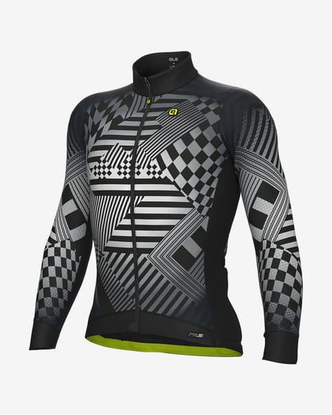 Maillot Alé PRS Checker manga larga gris claro negro