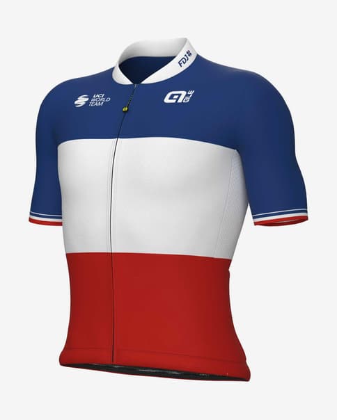Maillot Groupama-FDJ 2023 French Champion manga corta rojo blanco azul