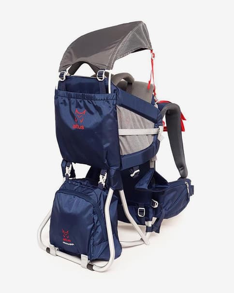Mochila portabebés Altus Arakagua azul marino gris rojo