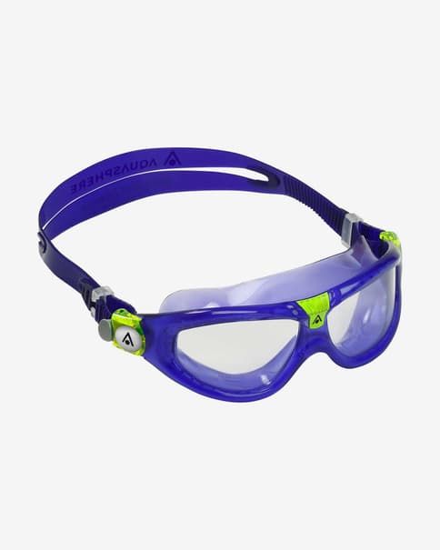 Gafas natación Aqua Sphere Seal Kid2 lila verde con lentes transparentes infantil