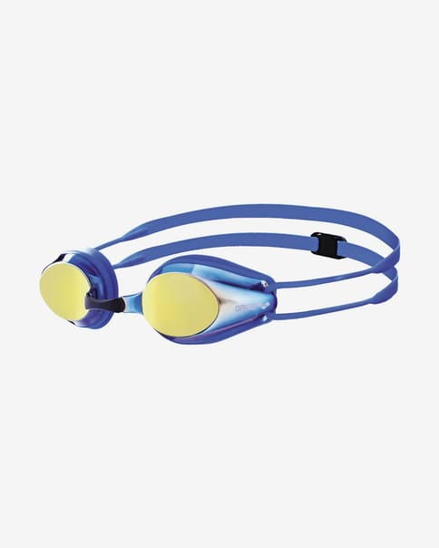 Gafas de natación Arena Tracks azul amarillo con lentes espejadas infantil