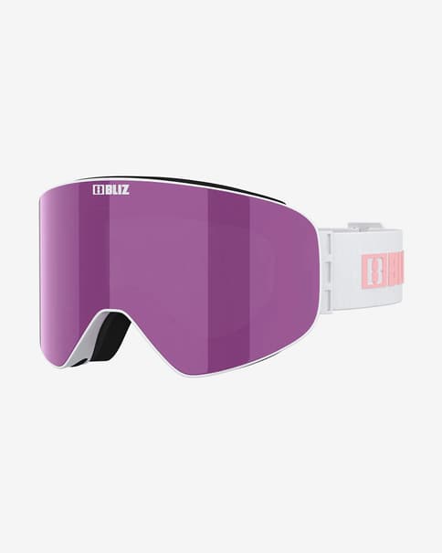 Máscara Bliz Flow blanco rosa con lente espejada violeta