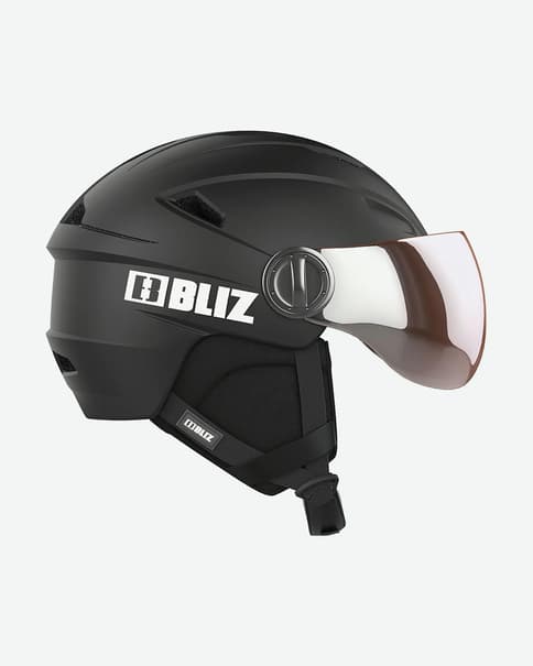 Casco Bliz Strike negro con lente espejada naranja gris