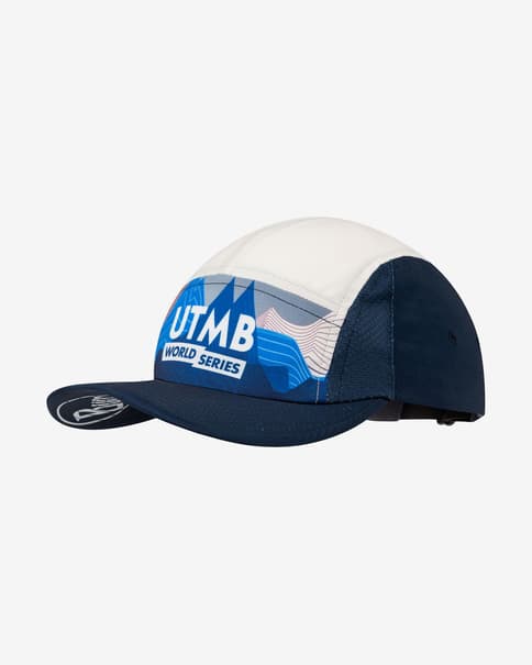 Gorra Buff 5 Panel Go UTMB 2025 azul marino blanco