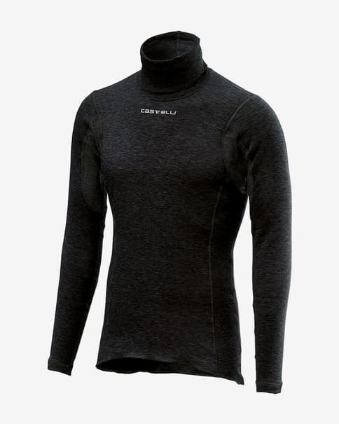 Camiseta interior Castelli Flanders Warm Rosso Corsa cuello alto manga larga negro