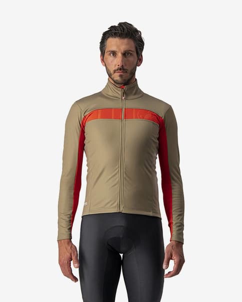 Chaqueta Castelli Mortirolo VI GORE-TEX INFINIUM™ beige oliva rojo anaranjado