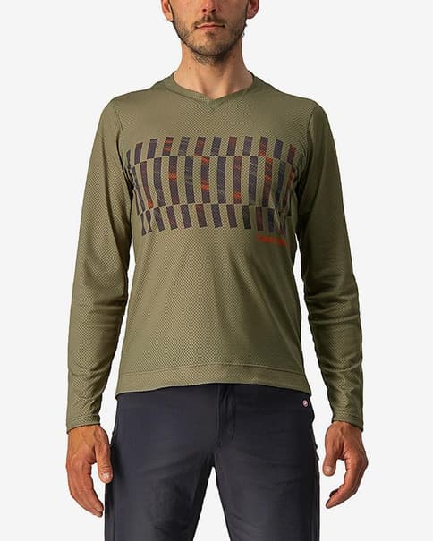 Castelli Trail Tech Langarmtrikot olivgrün/dunkelgrau/orange