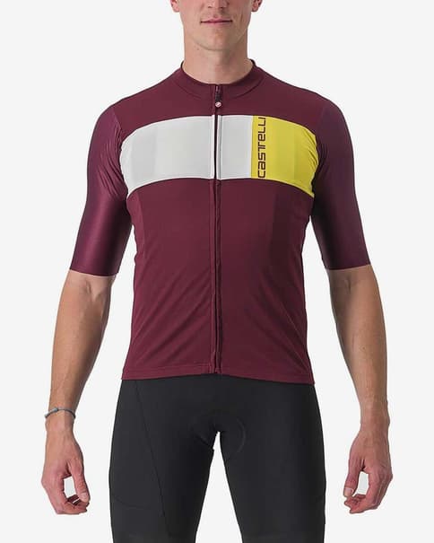 Maillot Castelli Prologo 7 manga corta burdeos blanco amarillo