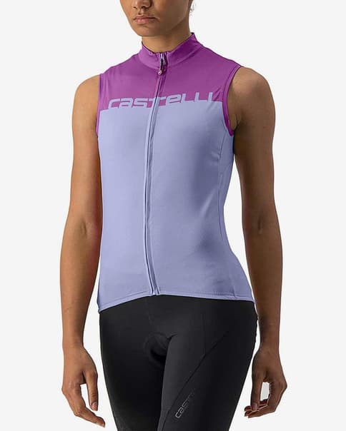 Maillot Castelli Velocissima sin mangas violeta azulado lila mujer