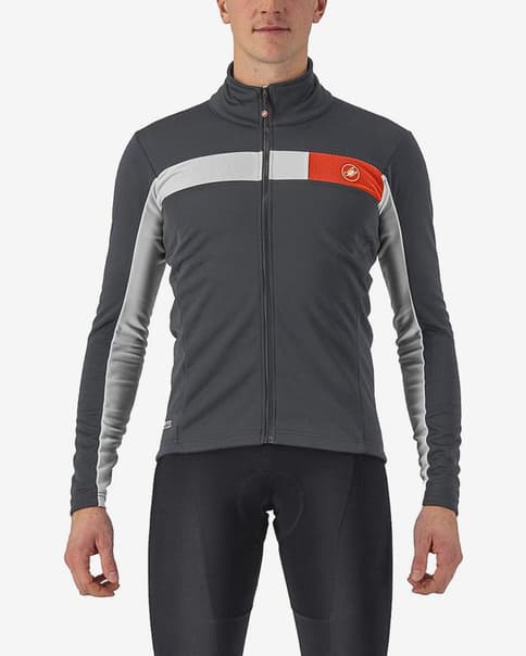 Chaqueta Castelli Mortirolo 6S GORE-TEX INFINIUM™ gris oscuro plateado rojo