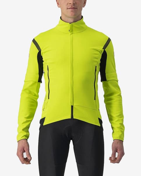 Chaqueta Castelli Perfetto RoS 2 Rosso Corsa GORE-TEX INFINIUM™ mangas desmontables verde lima gris