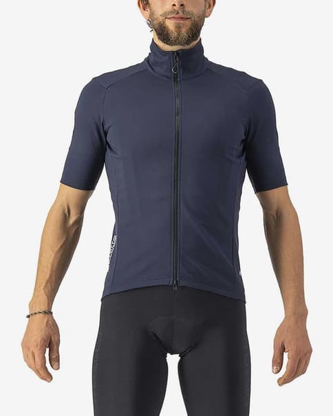 Maillot Castelli Perfetto RoS 2 Wind Rosso Corsa GORE-TEX INFINIUM™ manga corta azul oscuro intenso