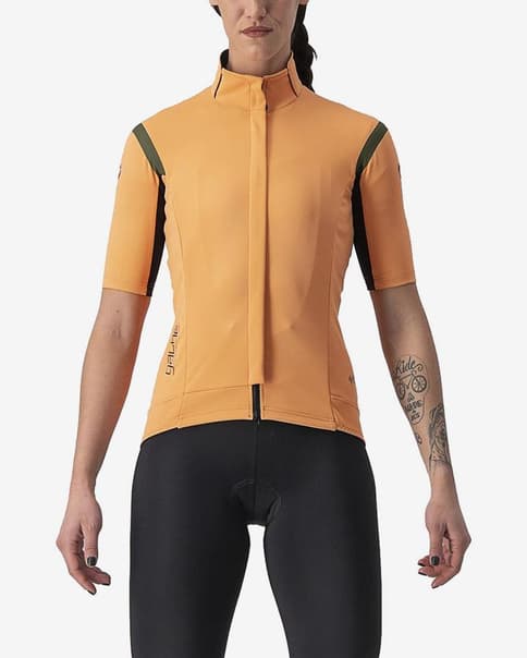 Maillot Castelli Gabba RoS 2 Rosso Corsa GORE-TEX INFINIUM™ manga corta naranja verde oscuro mujer