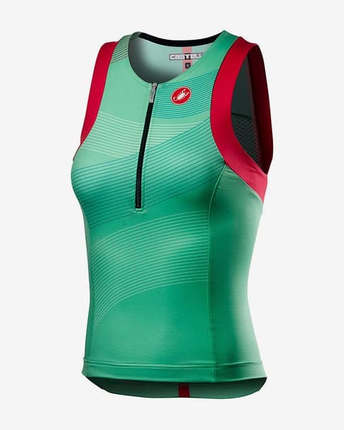 Top Castelli Free Tri Rosso Corsa sin mangas verde rojo mujer
