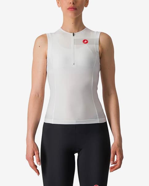 Top Castelli Free Tri 2 Rosso Corsa sin mangas blanco puro negro mujer