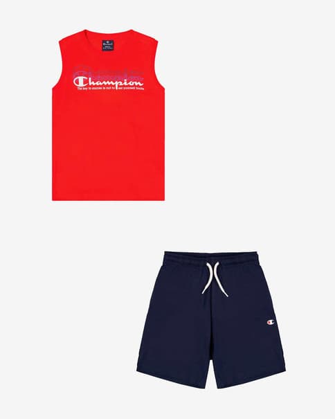 Conjunto Champion Sport Logo rojo azul infantil